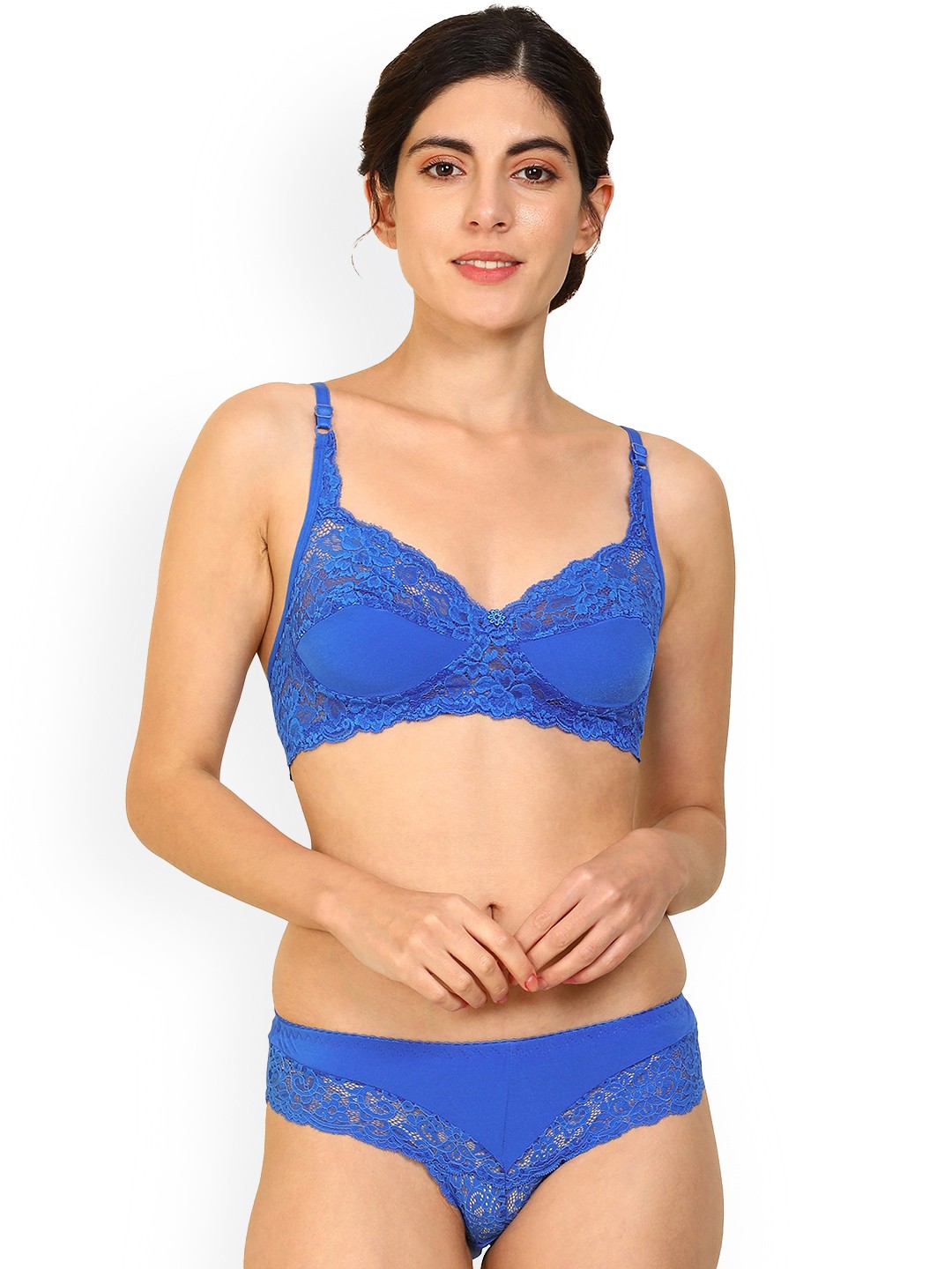 

PIBU Self Design Cotton Lingerie Set, Blue