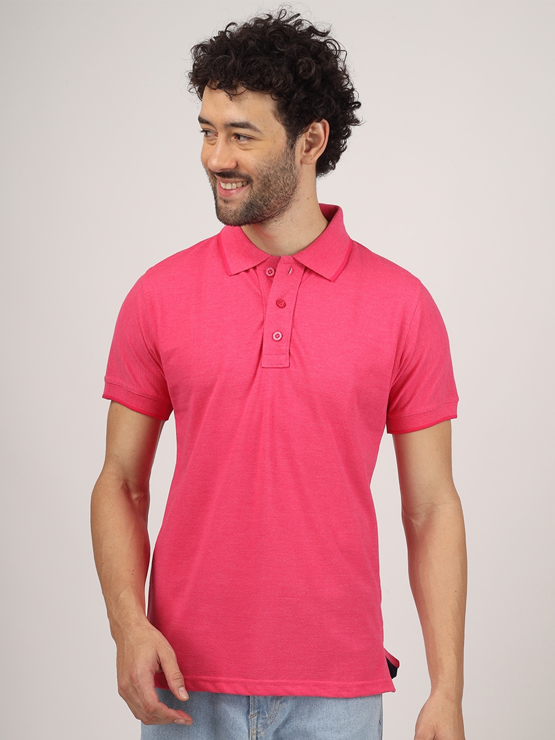 

Greylongg Polo Collar Short Sleeves T-shirt, Pink