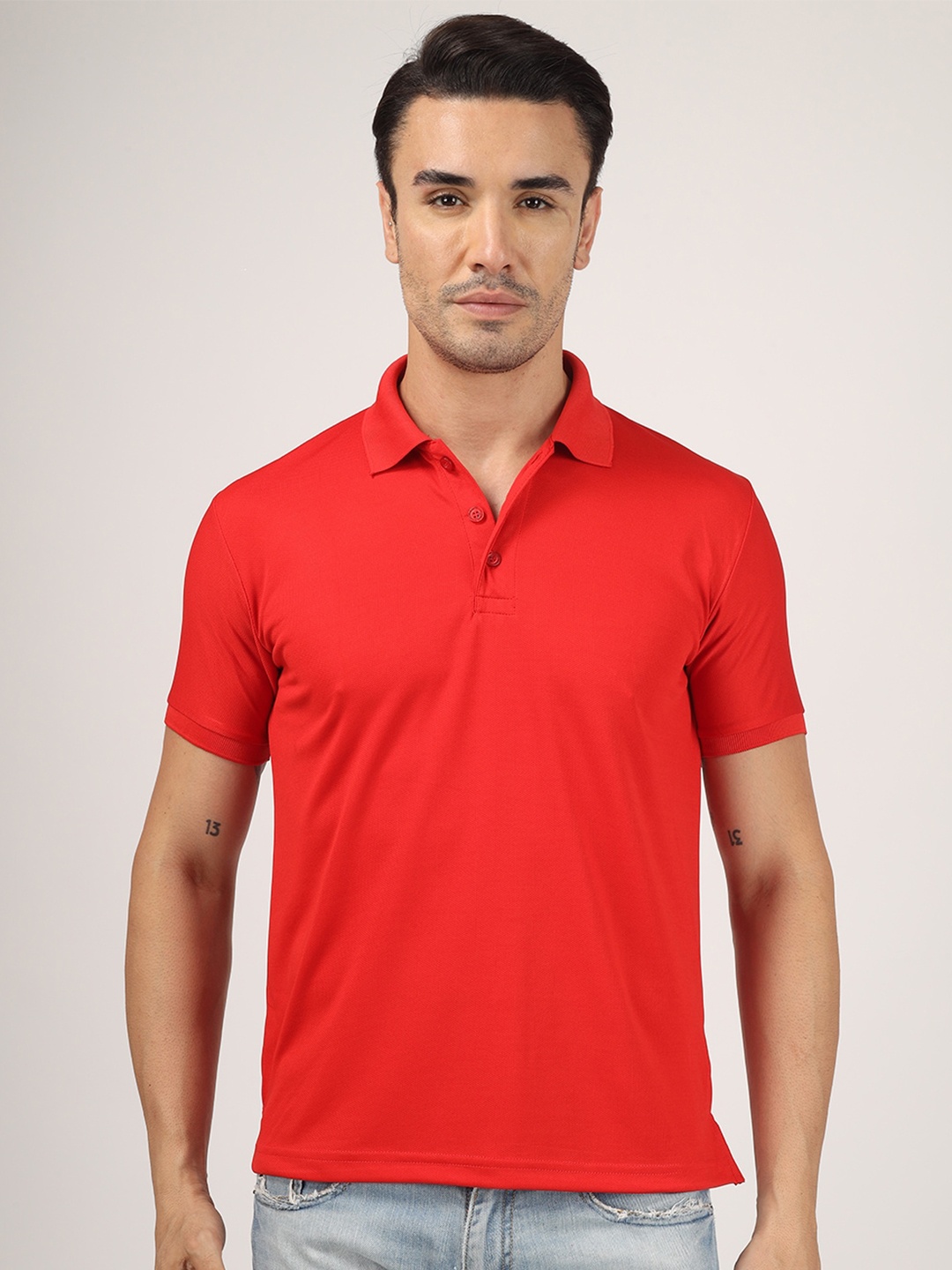 

Greylongg Polo Collar Short Sleeves T-shirt, Red