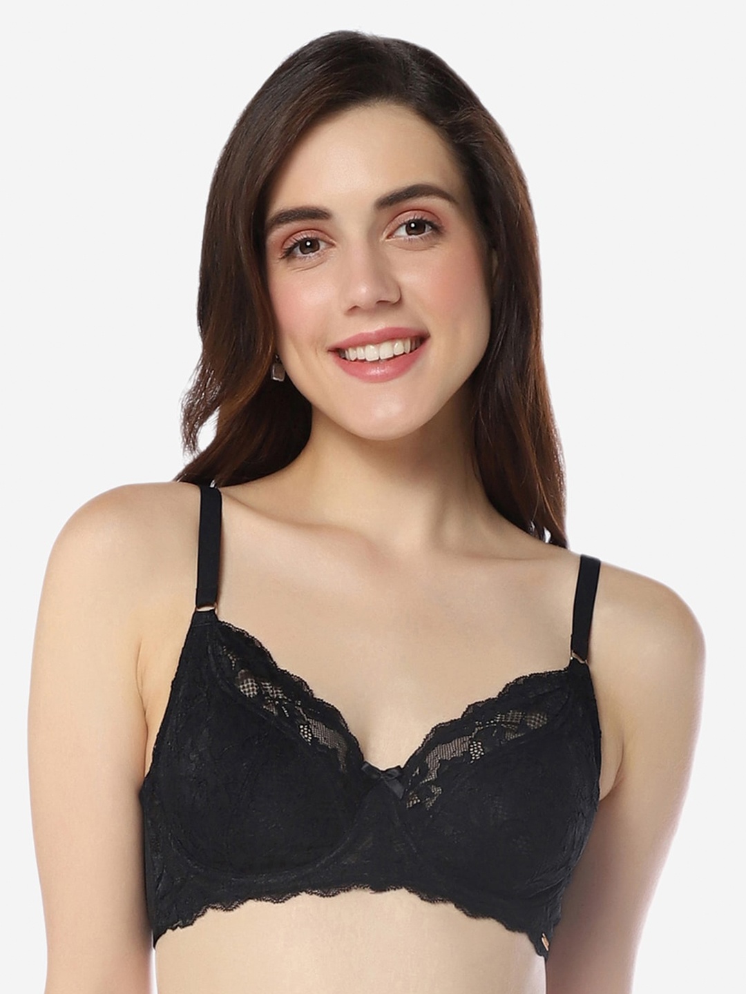 

Amante Lace Full Coverage Non Padded Underwired Everyday Bra With All Day Comfort, Black