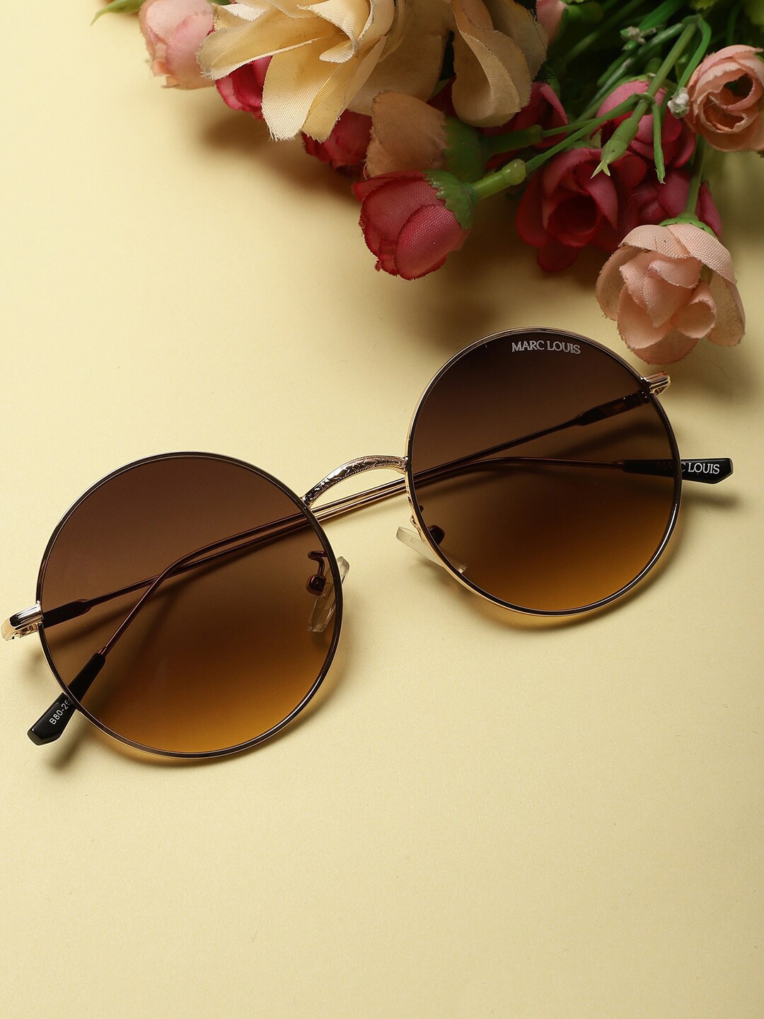

MARC LOUIS Women Round Sunglasses With UV Protected Lens MARC LOUIS B80-26(1), Brown