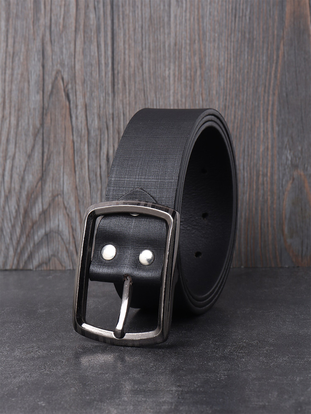 

HENEDA Men Textured Leather Formal Belt, Black