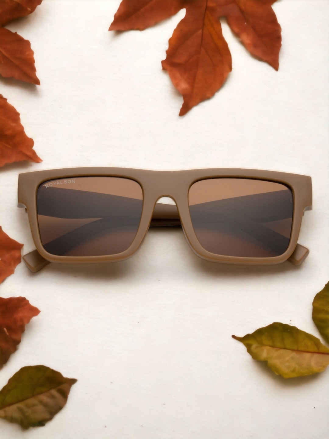 

ROYAL SON Women Rectangle UV Protected Lens Sunglasses CHI00168-C3, Brown