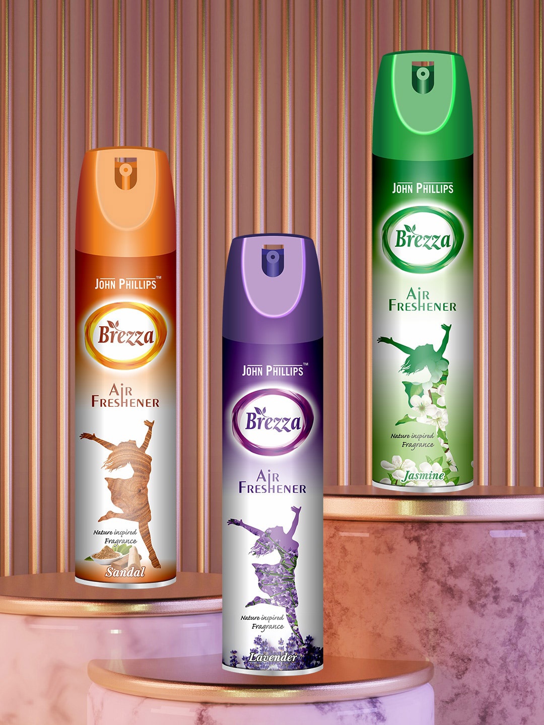 

JOHN PHILLIPS Green 3-Pieces Sandal With Lavender & Jasmine Room Air Freshener 234 ml Each, Orange