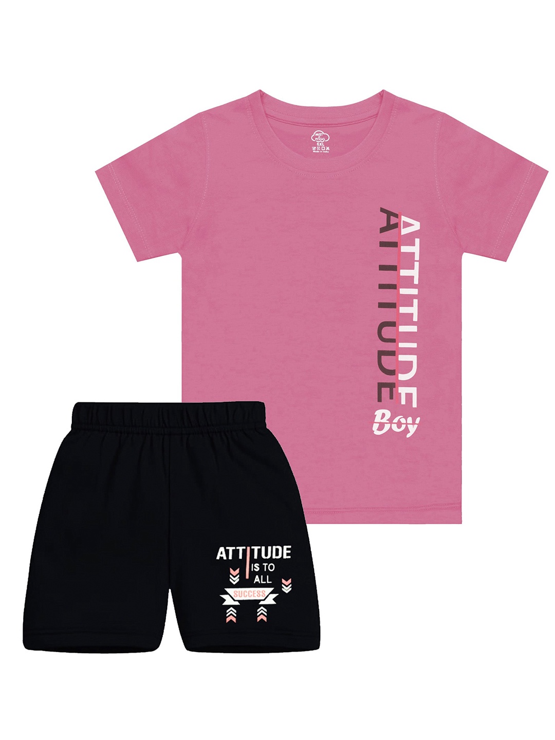 

MIST N FOGG Kids Printed T-shirt With Shorts, Pink