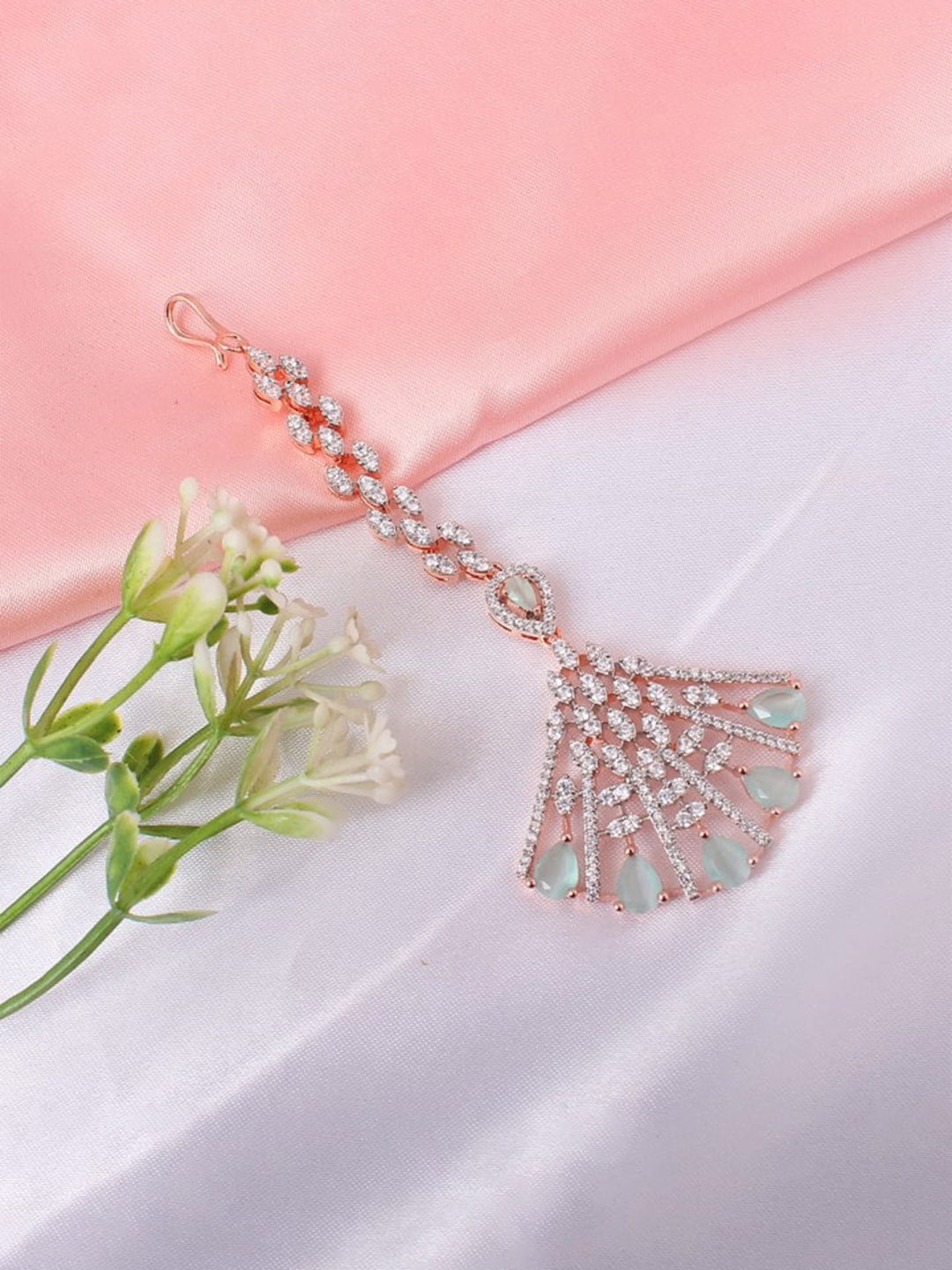 

Mirana Rose Gold-Plated AD Stone studded Maang Tikka