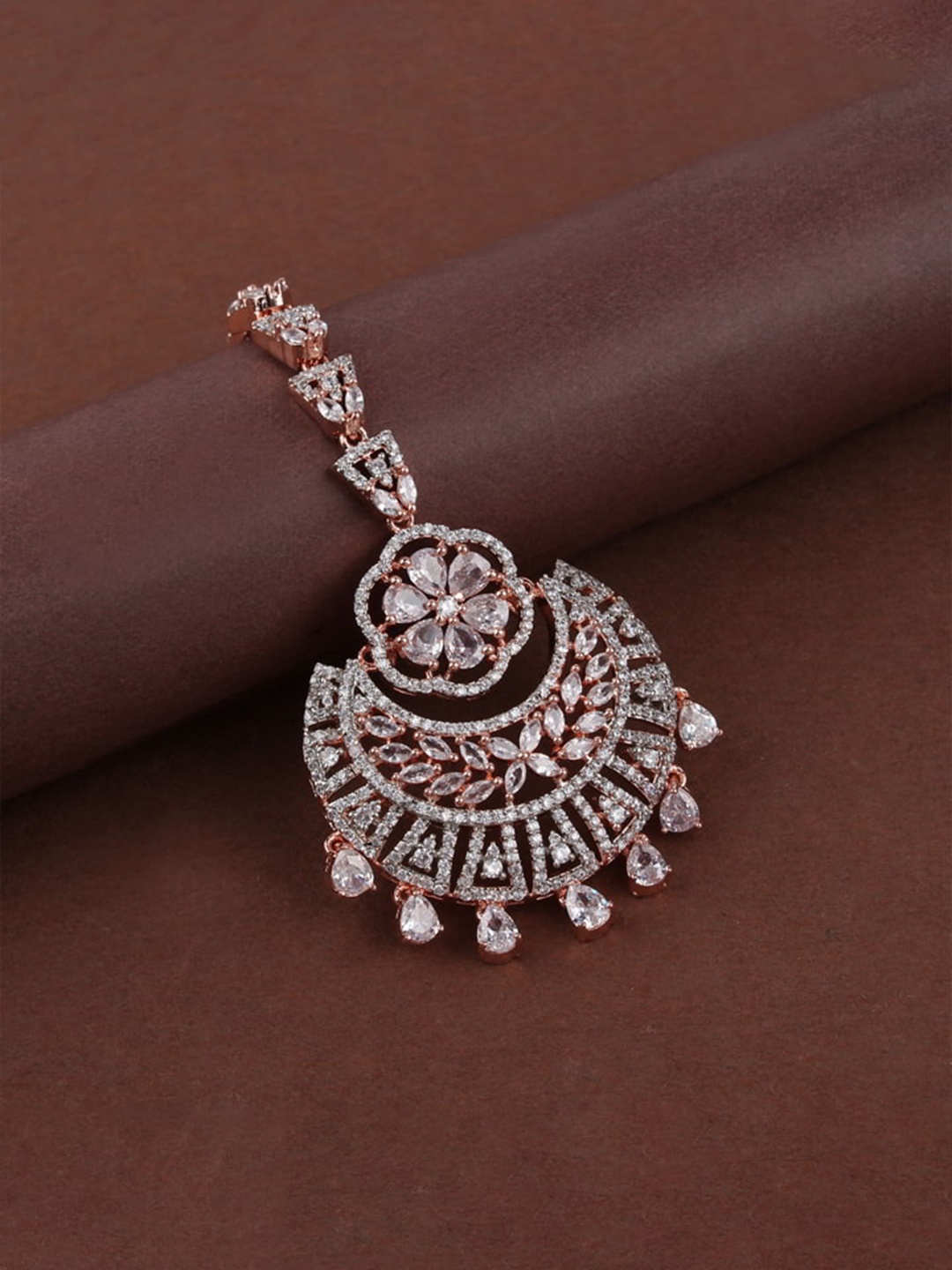 

Mirana Rose Gold Plated AD Studded Maang Tikka
