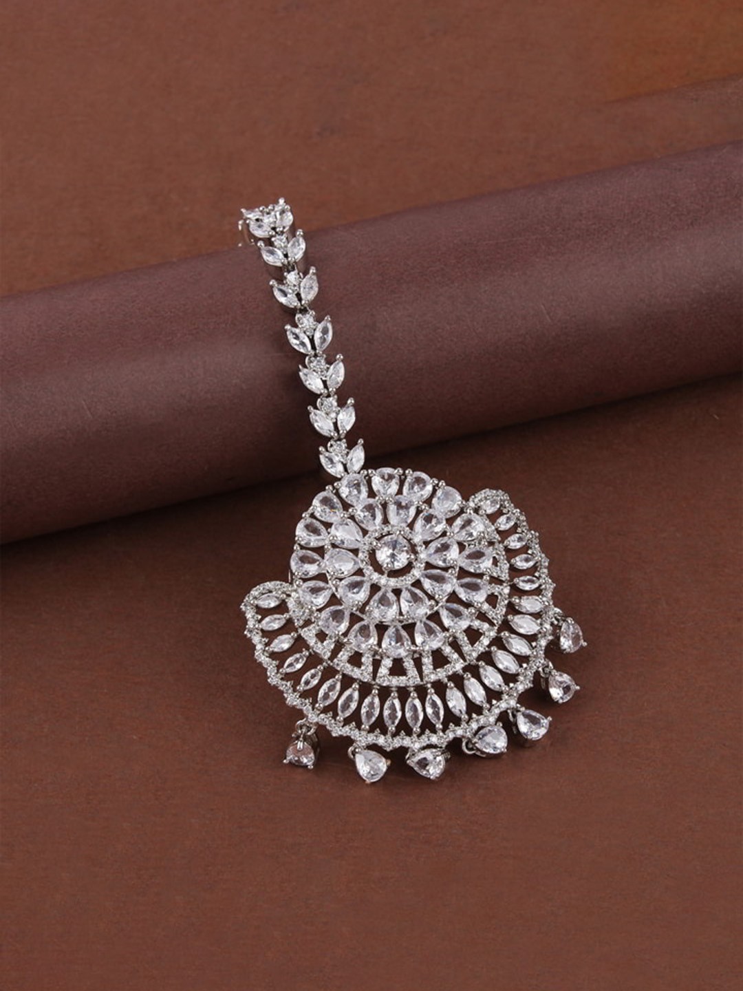 

Mirana Rhodium-Plated AD Studded Head Jewellery, Silver