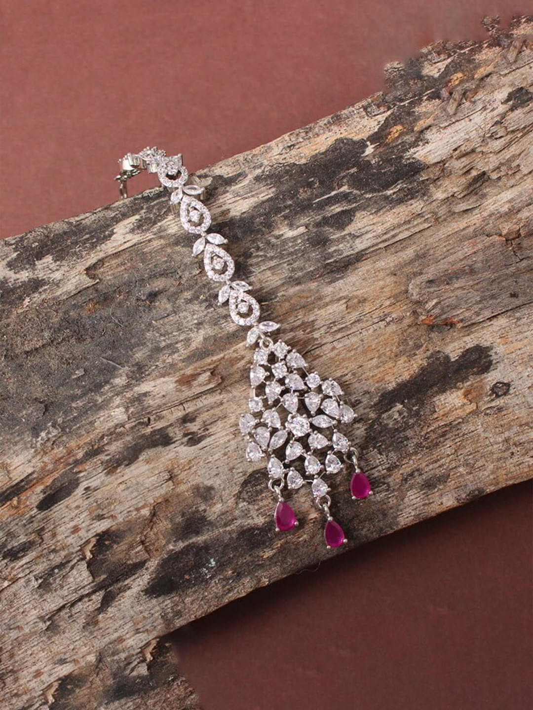 

Mirana Rhodium Plated AD Studded Head Jewellery, Silver