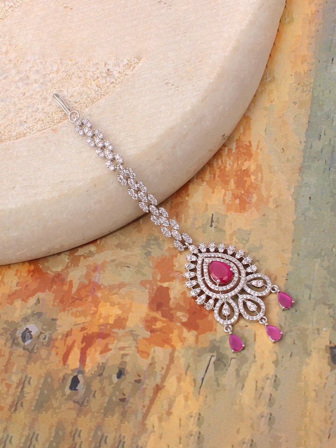 

Mirana Rhodium Plated AD Studded Head Jewellery, Silver