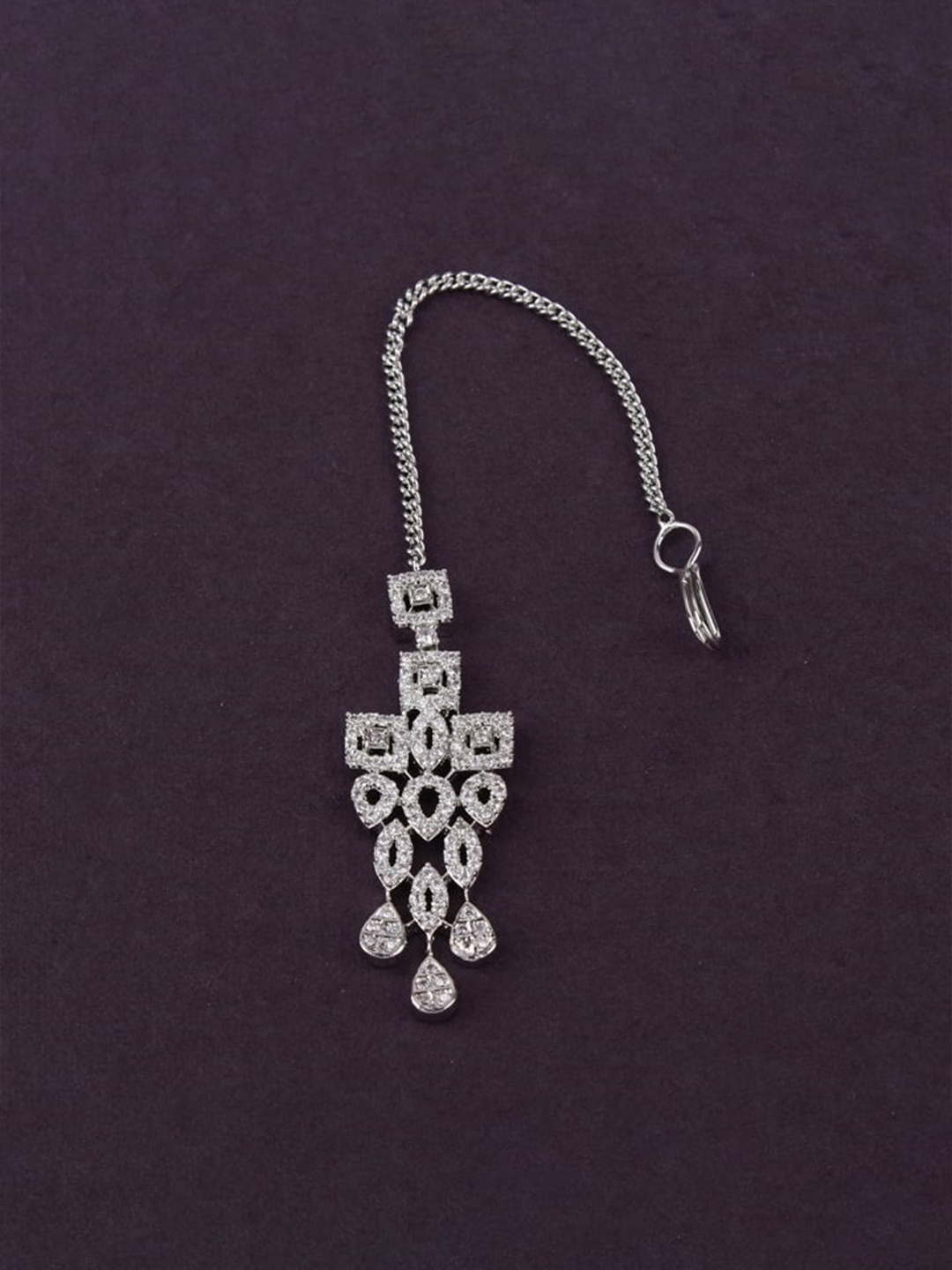 

Mirana Rhodium-Plated AD studded Maang Tikka, Silver