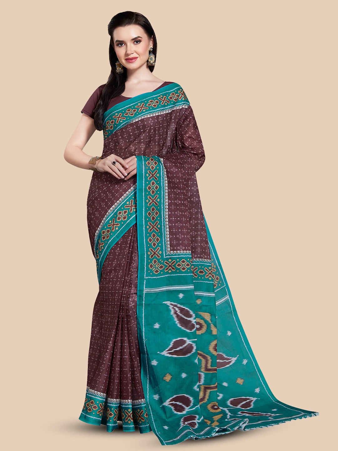 

Rani Saahiba Ethnic Motifs Printed Pure Cotton Saree, Maroon