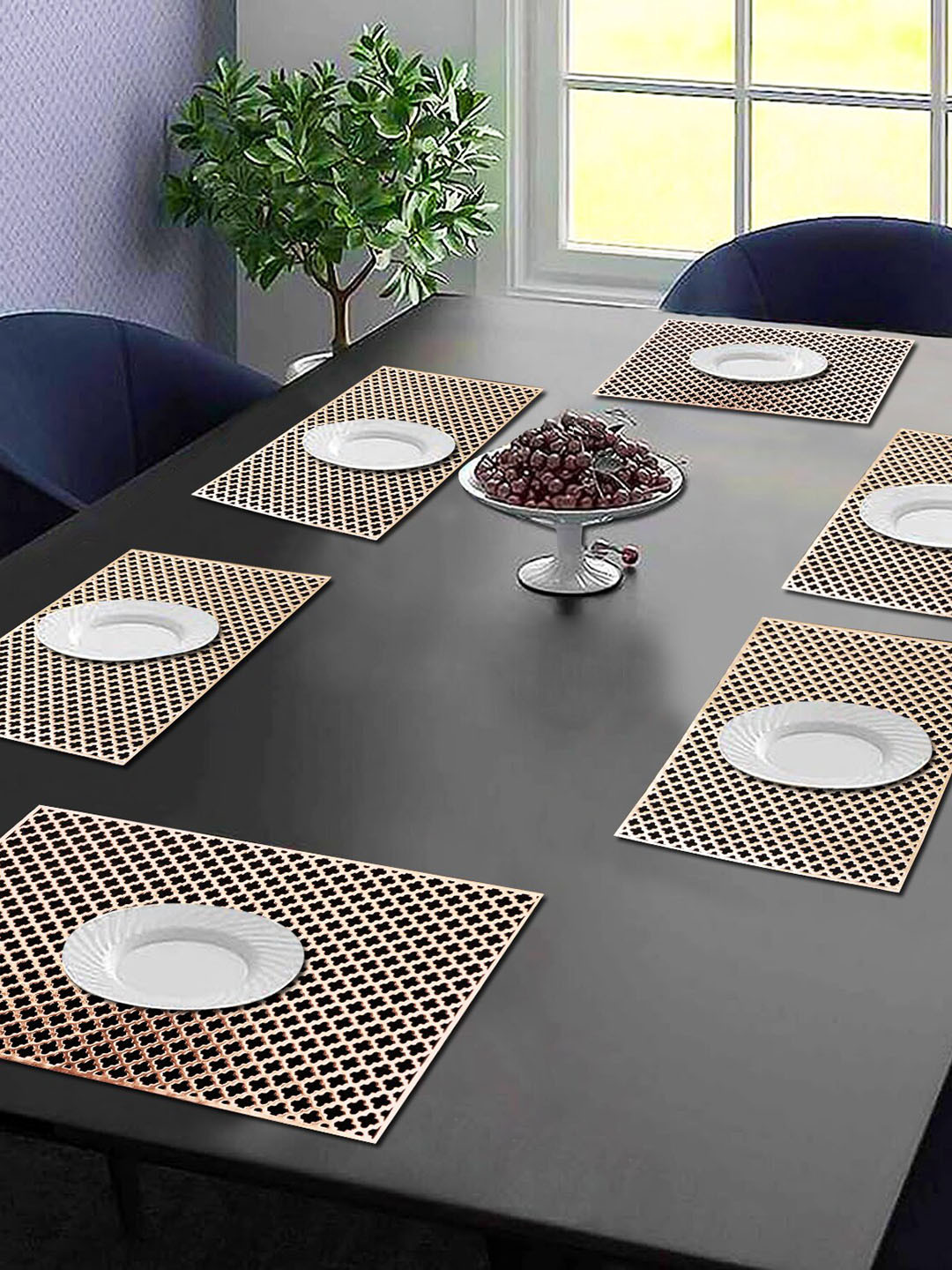 

Dakshya Industries Gold Toned 6 Pieces Rectangular Table Placemats