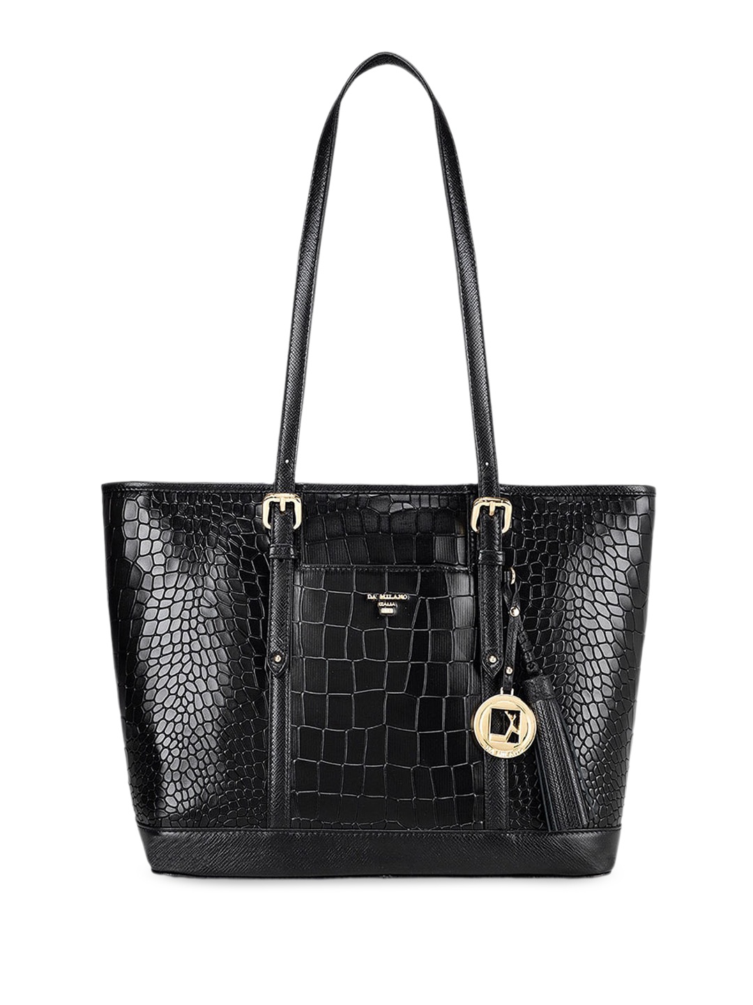 

Da Milano Textured Leather Structured Shoulder Bag, Black