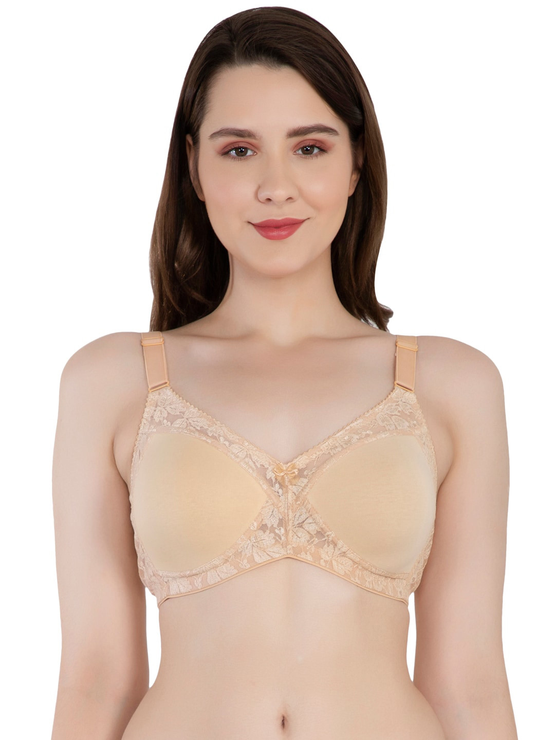

Eve's Beauty Cream-Coloured Floral Bra Full Coverage Lightly Padded