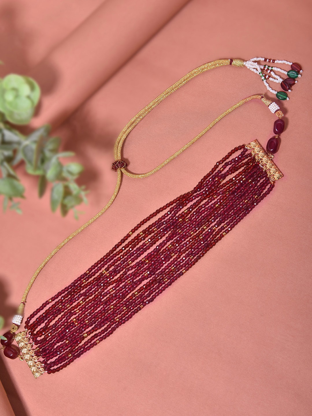 

Swabhimann Jewellery Beaded Choker Necklace, Red