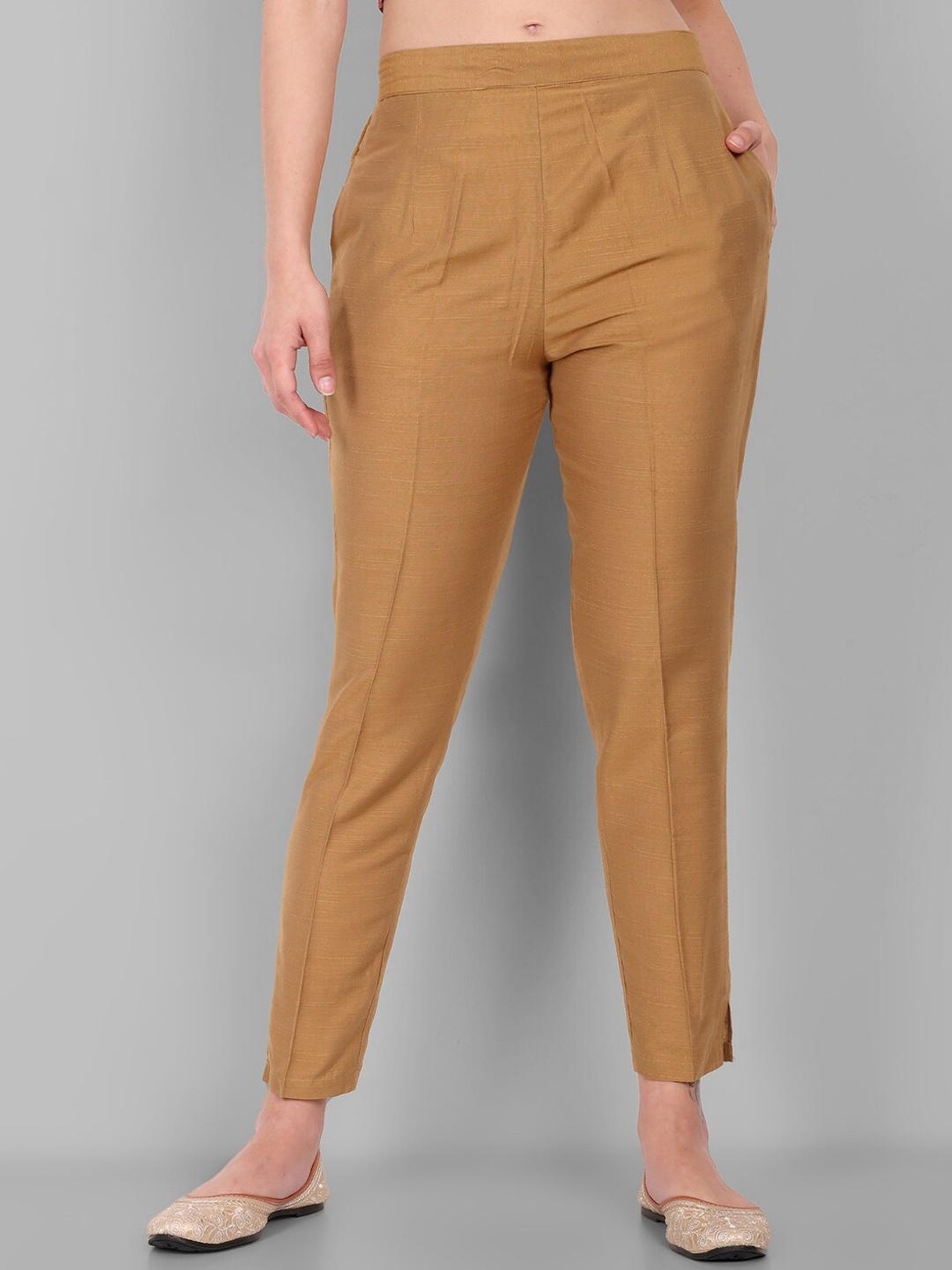 

Mera Rang Women Cotton Silk Ethnic Trousers, Tan