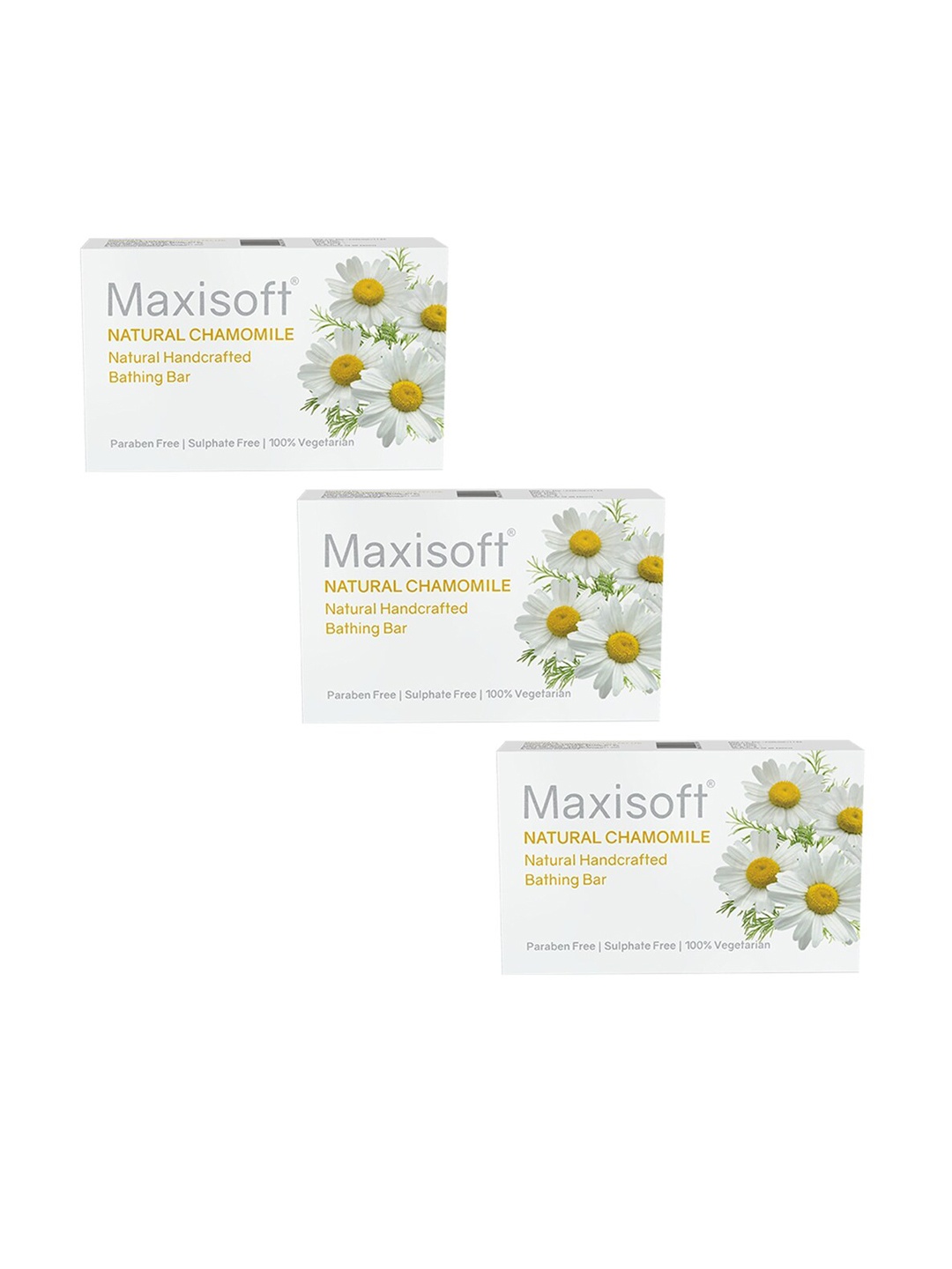 

Maxisoft Set of 3 Chamomile Natural Handcrafted Bathing Bar - 75 g Each, White