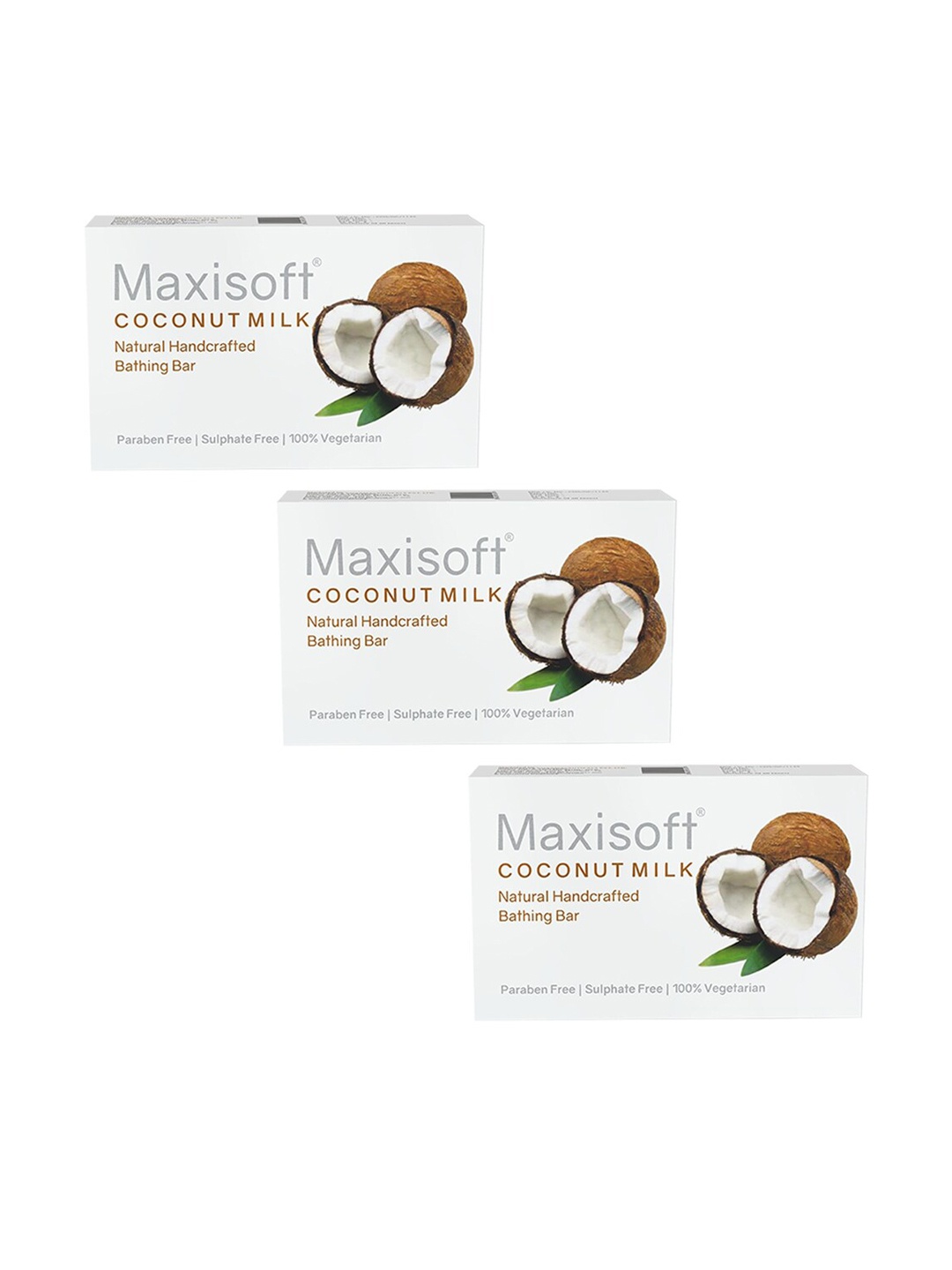 

Maxisoft Set of 3 Coconut Milk Natural Handcrafted Soaps - 75 g Each, White