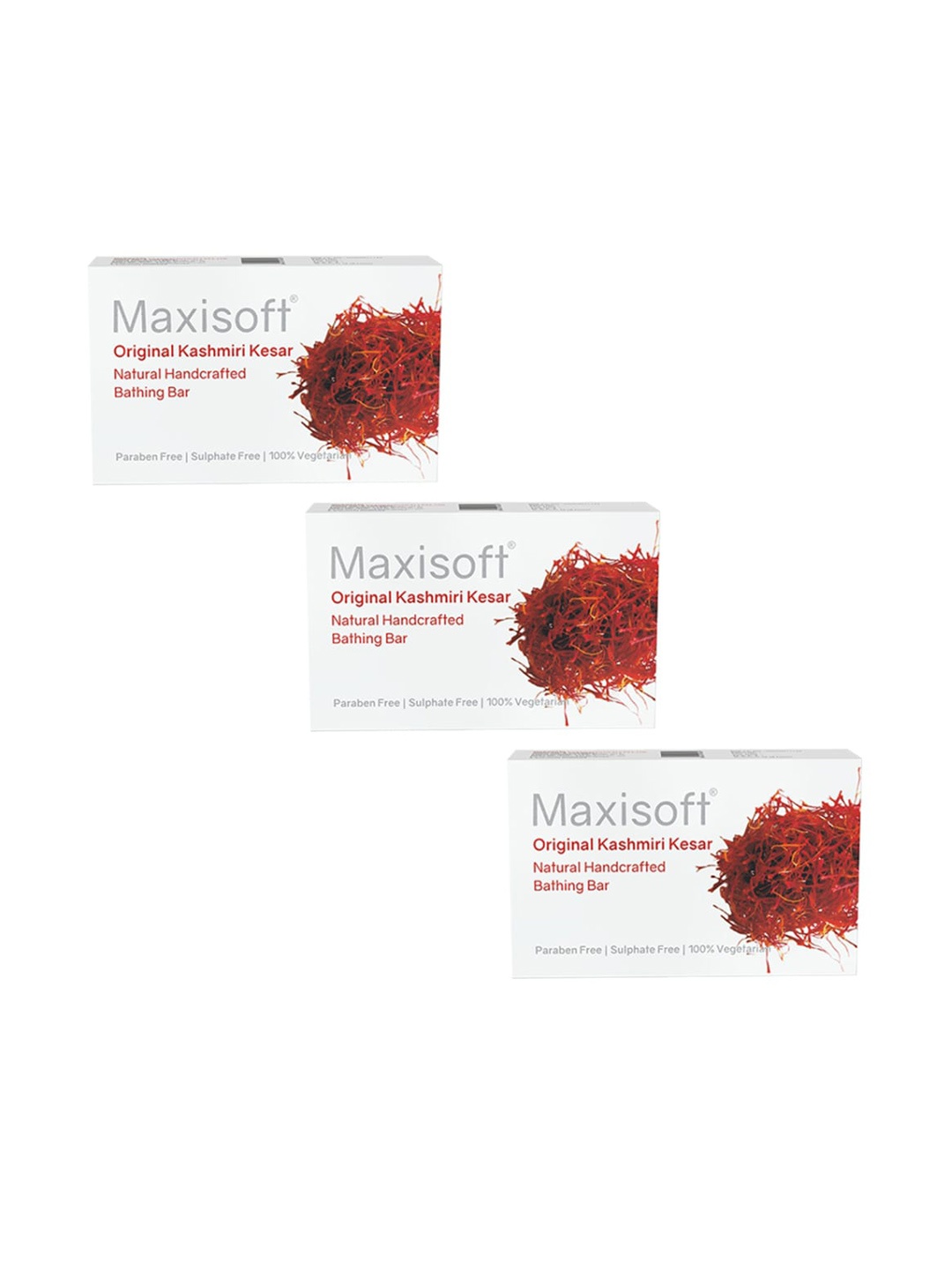

Maxisoft Set of 3 Original Kashmiri Kesar Natural Handcrafted Bathing Bar - 75 g Each, White