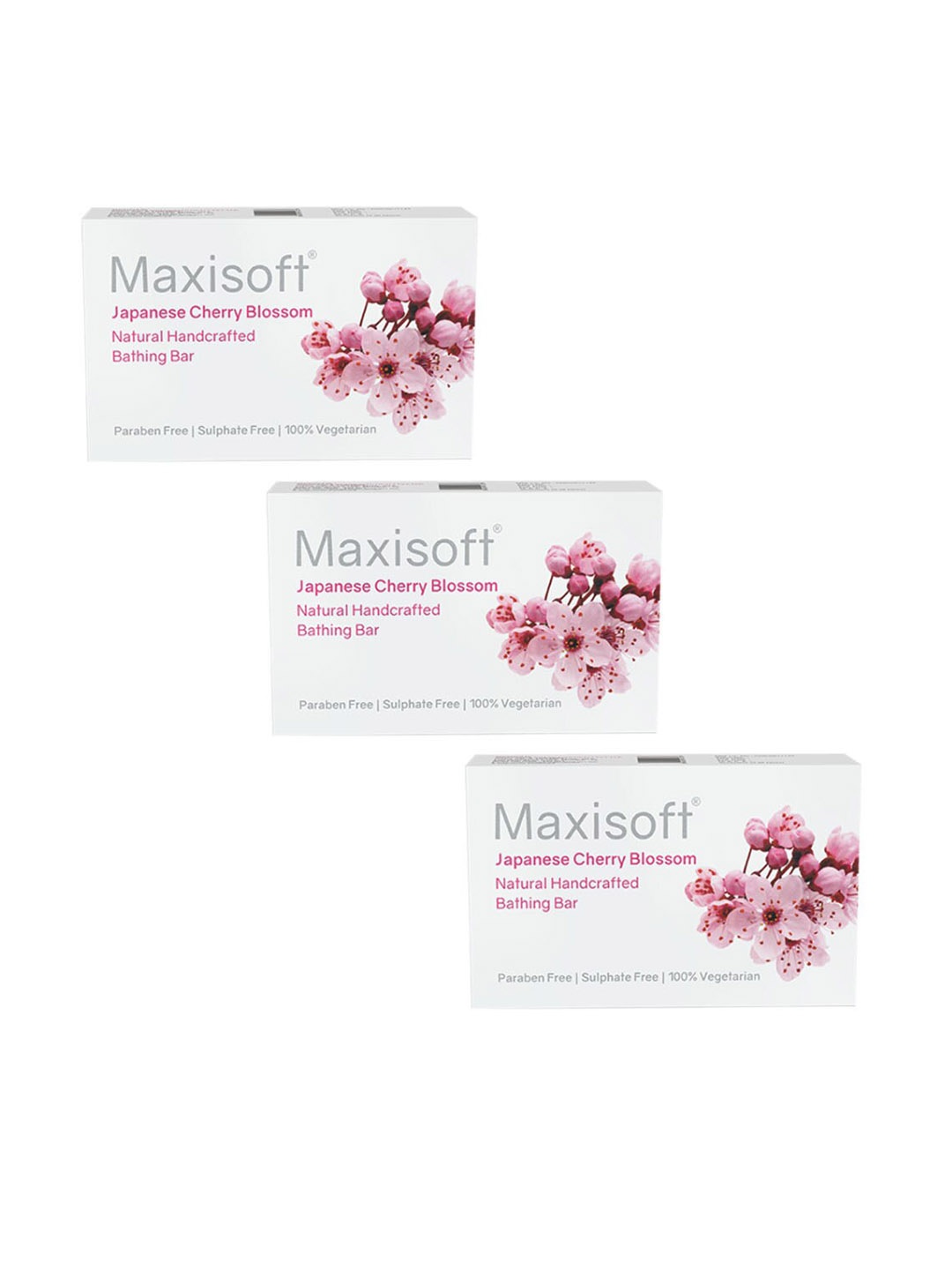 

Maxisoft Set of 3 Japanese Cherry Blossom Natural Handcrafted Bathing Bar - 75 g Each, White