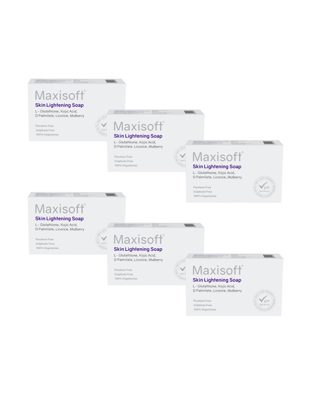 

Maxisoft Set of 6 Skin Lightening Soaps with KojiC Acid & Mulberry - 75 g Each, White