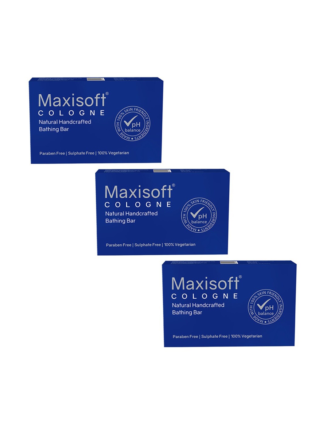 

Maxisoft Set Of 3 Cologne PH Balanced Natural Handcrafted Bathing Bar - 75g Each, Blue