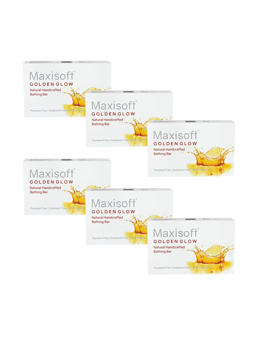 

Maxisoft Set of 6 Golden Glow Natural Handcrafted Bathing Bar - 75 g Each, White