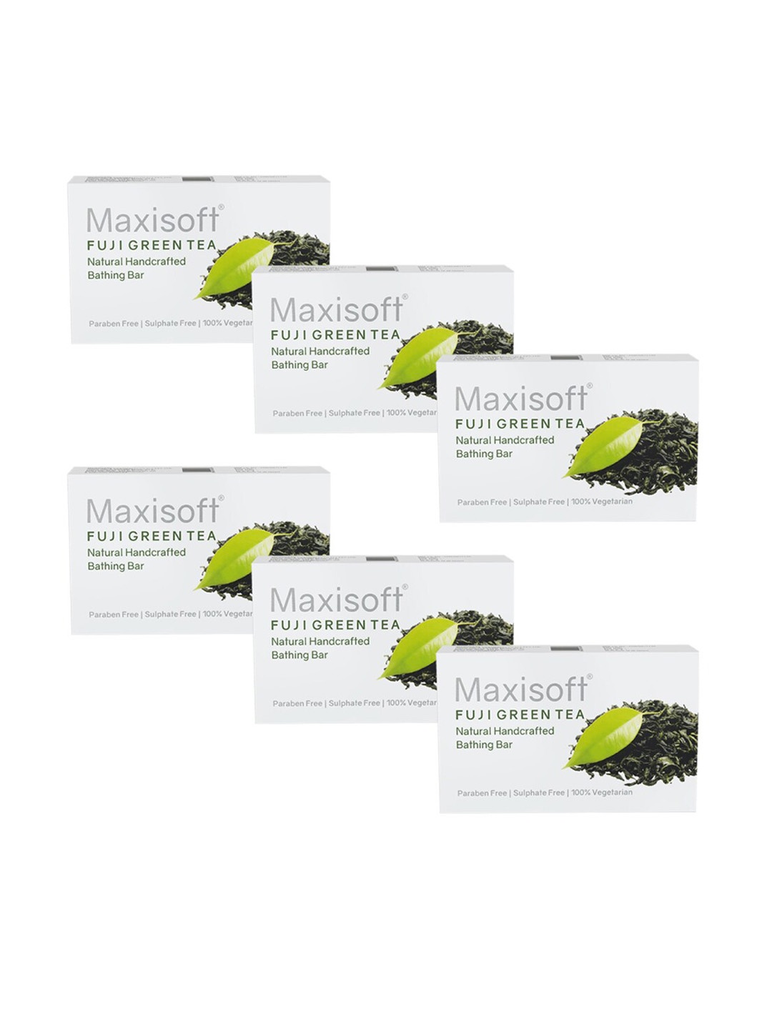 

Maxisoft Set of 6 Fuji Green Tea Natural Handcrafted Bathing Bar - 75 g Each, White