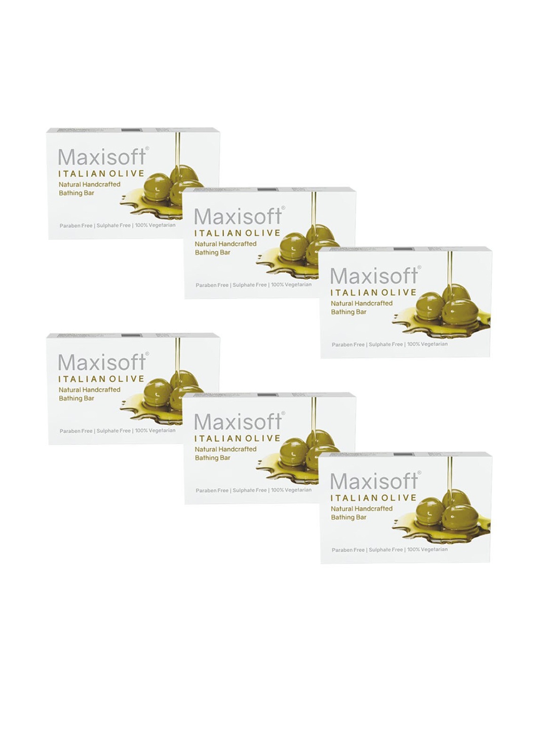 

Maxisoft Set Of 6 Italian Olive Natural Handcrafted Bathing Bar - 75g Each, White