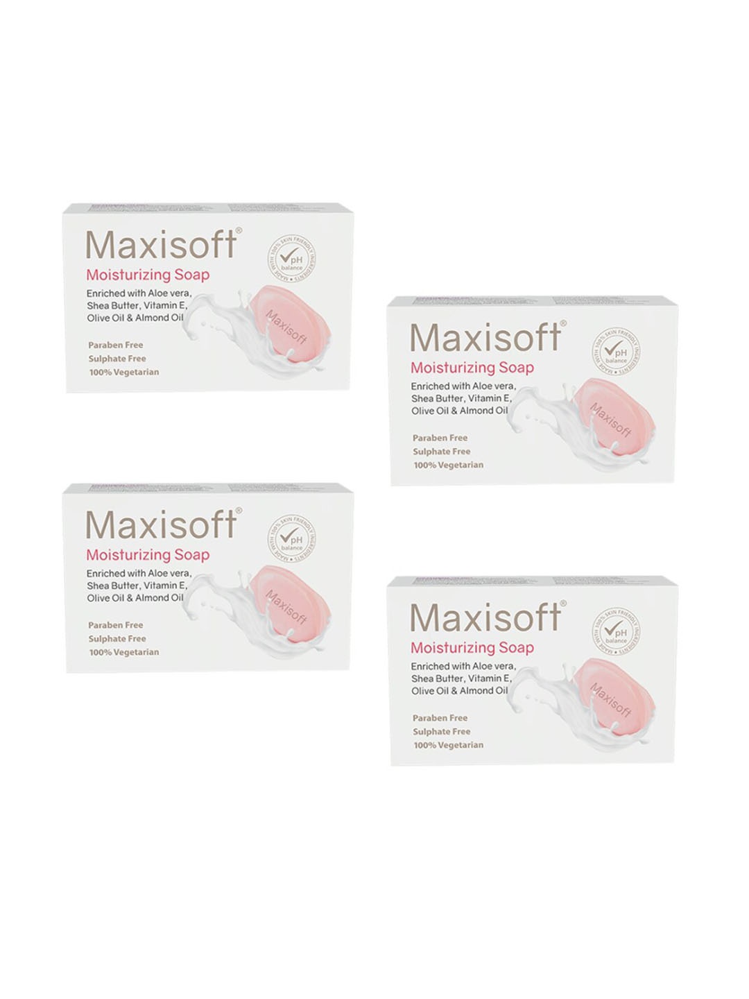 

Maxisoft Set Of 4 Moisturizing Soap With Aloe Vera & Shea Butter For Nourishment- 75g Each, White