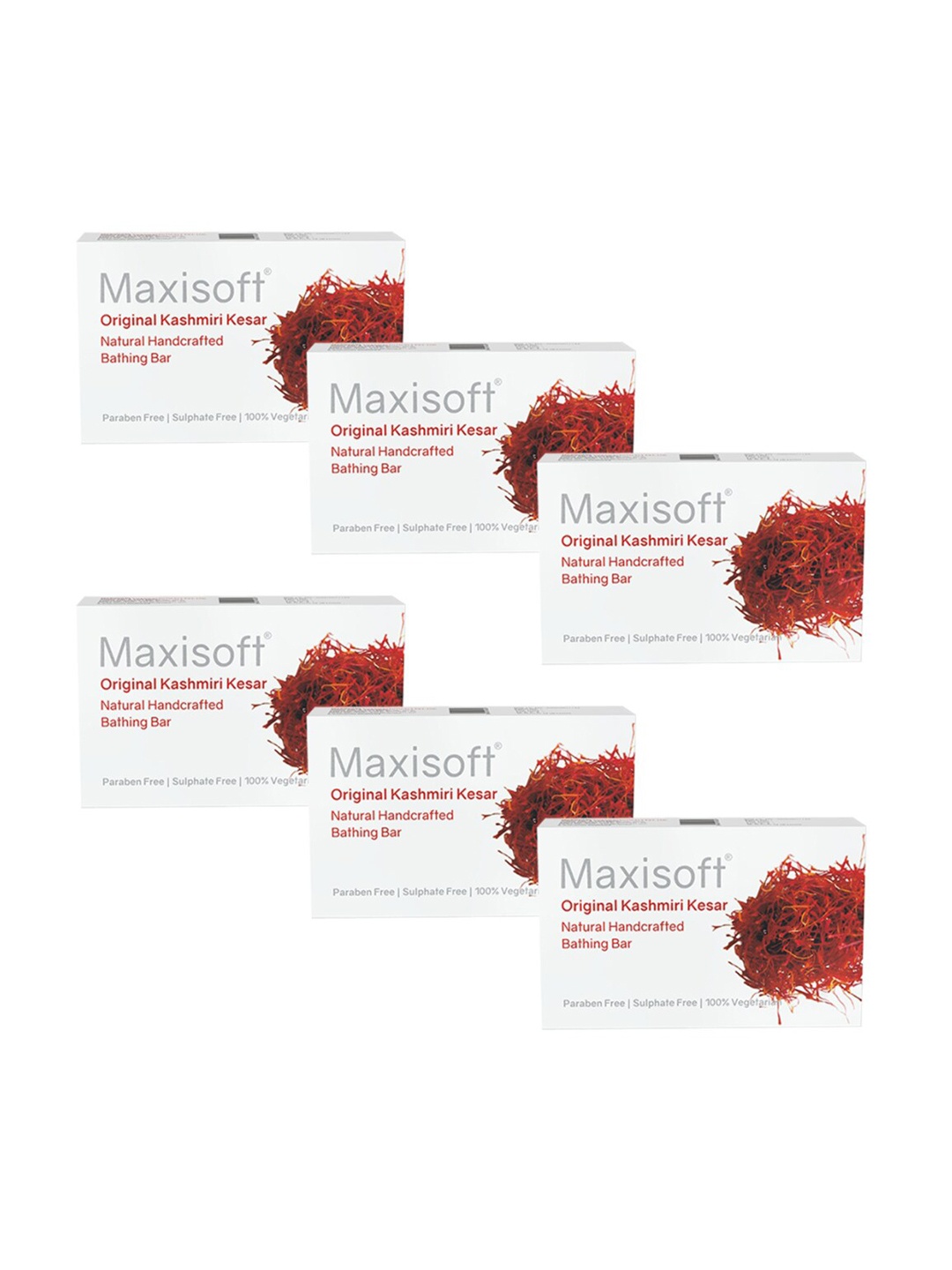 

Maxisoft Set Of 6 Original Kashmiri Kesar Natural Handcrafted Bathing Bar - 75g Each, White