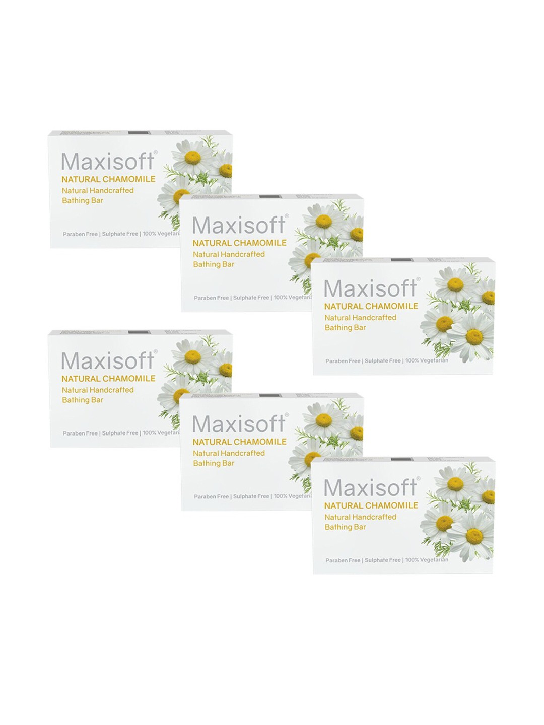 

Maxisoft Set of 6 Chamomile Natural Handcrafted Bathing Bar - 75 g Each, White