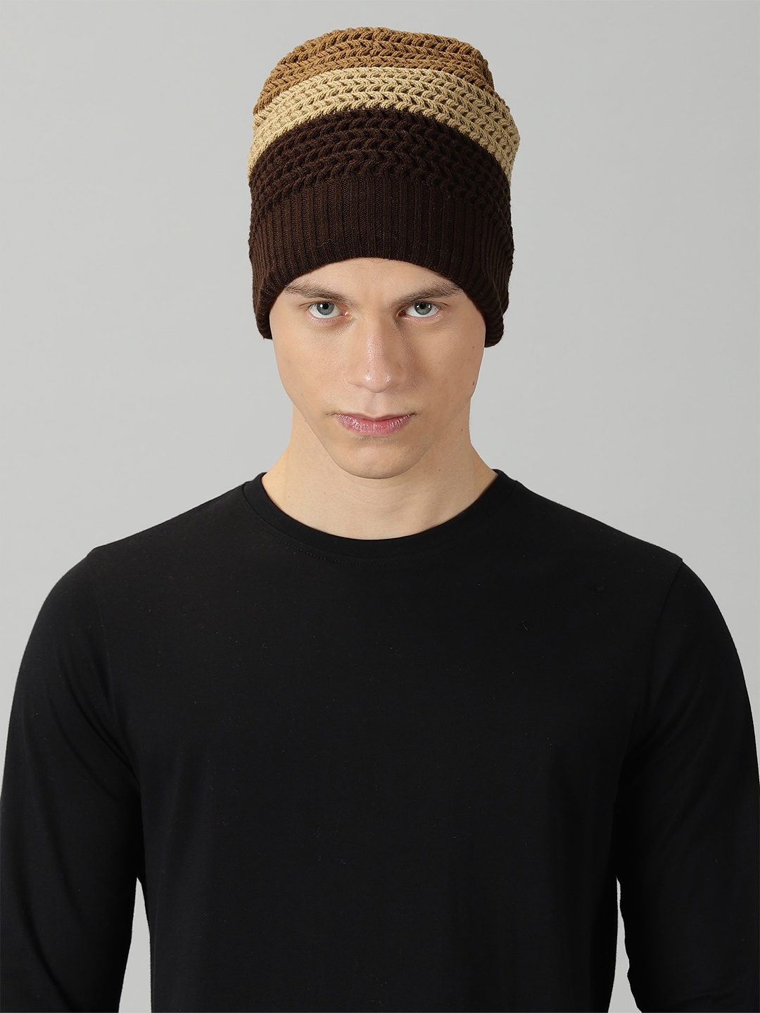 

Rodzen Colourblocked Woollen Beanie, Brown