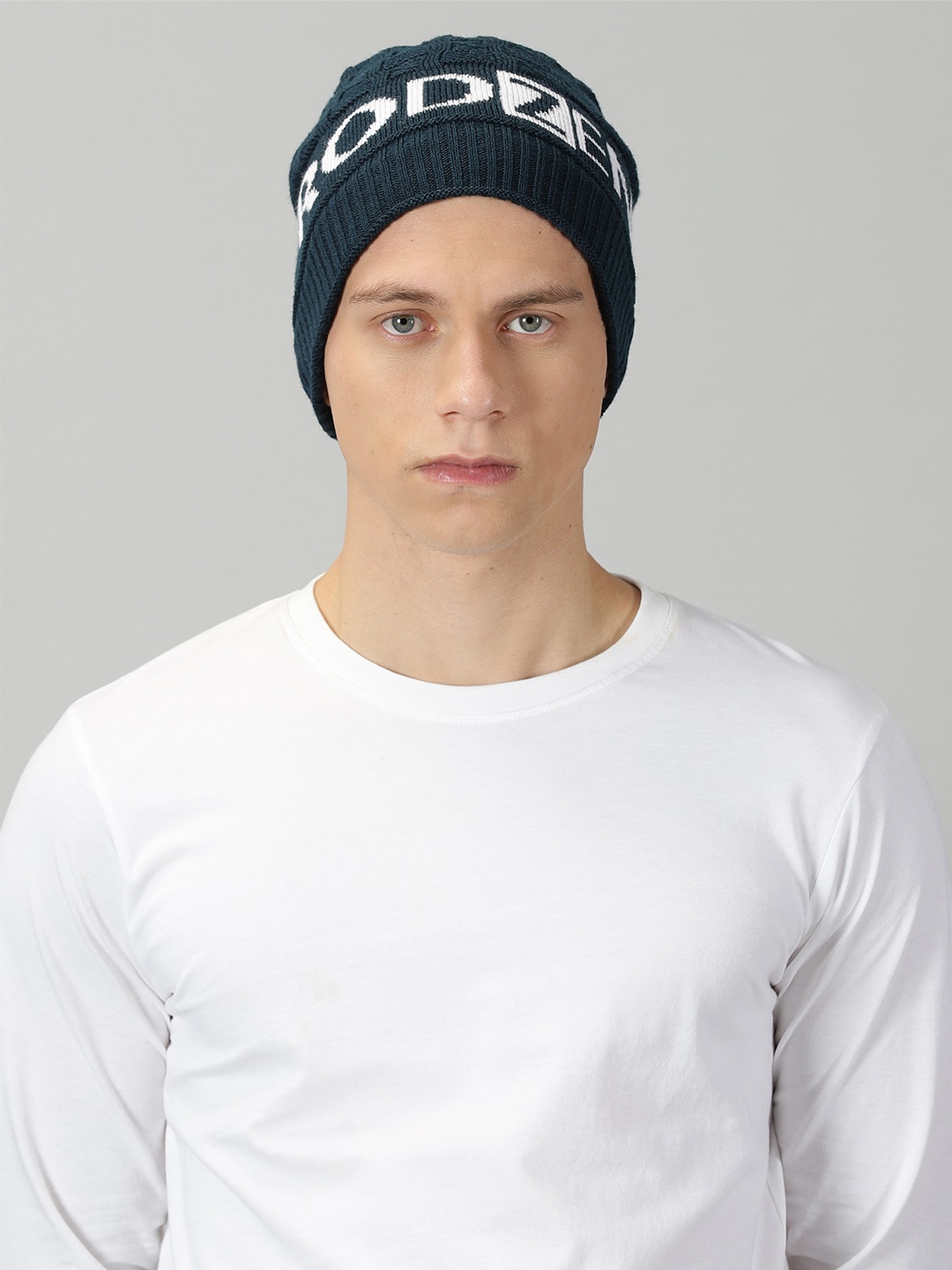 

Rodzen Men Self Design Woollen Beanie, Blue