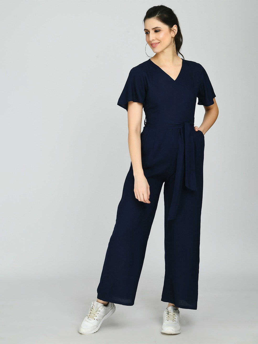 

PURSHOTTAM WALA V-Neck Basic Jumpsuit, Blue