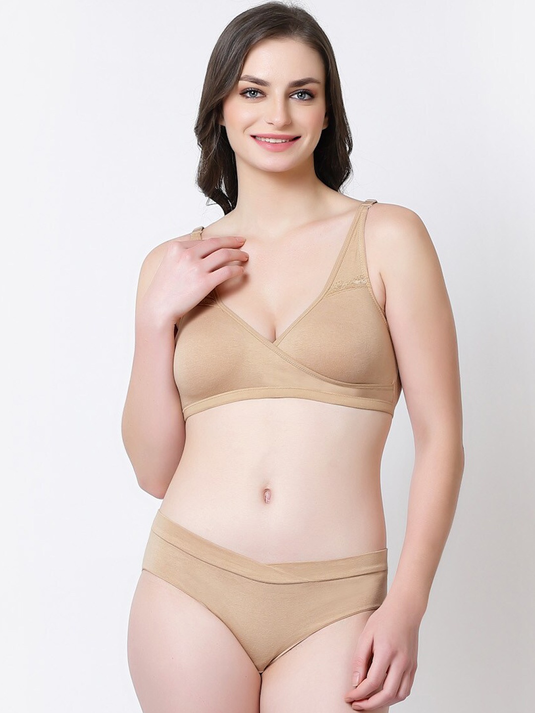 

Inner Sense Antimicrobial Cotton Lingerie Set-IMBP007F_IMP102-Skin, Beige