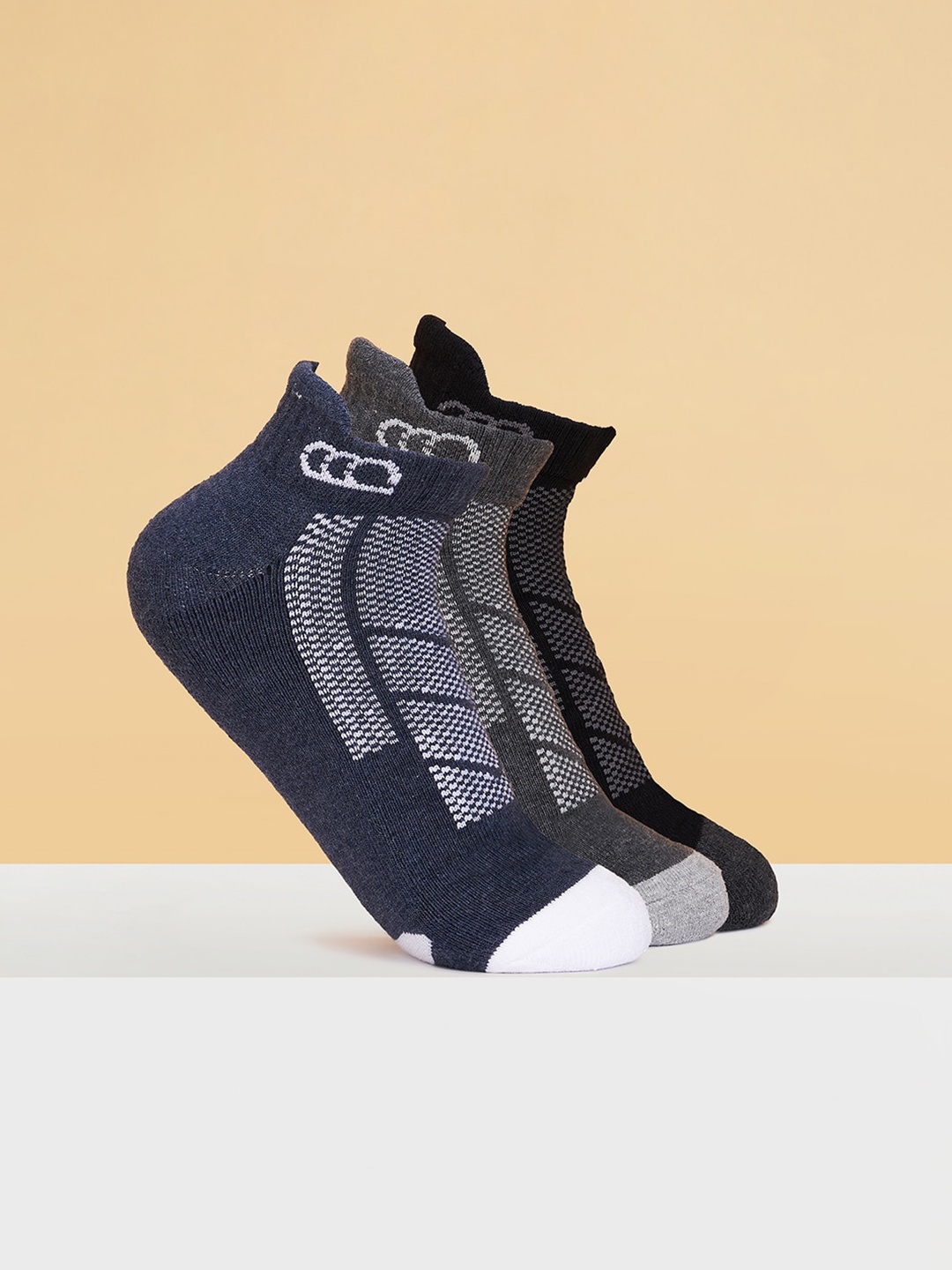 

Ajile by Pantaloons Men Pack Of 3 Patterned Shoe Liners Socks, Navy blue