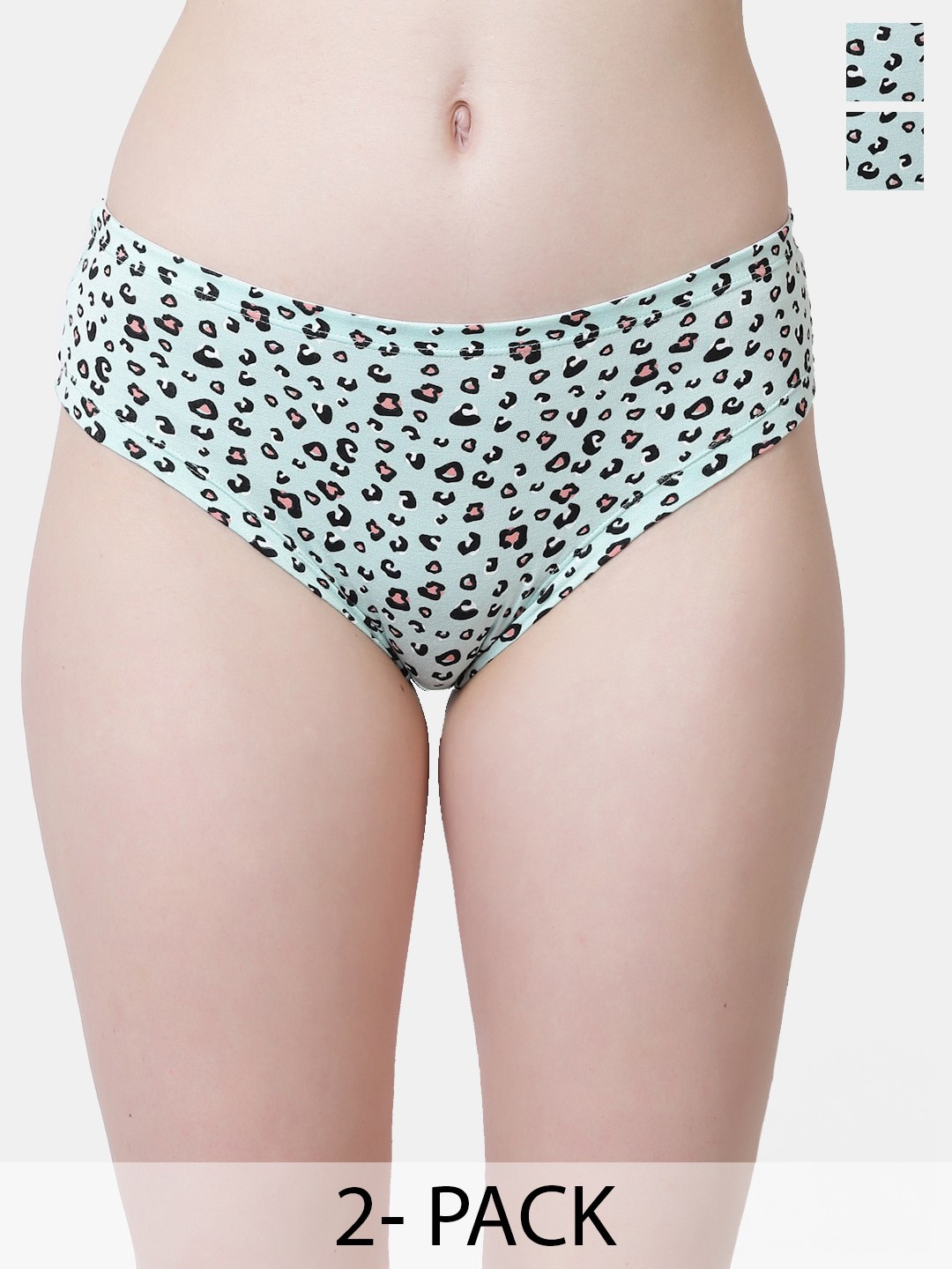 

Inner Sense Pack Of 2 Animal Printed Mid-Rise Basic Briefs With Anti Microbial, Blue