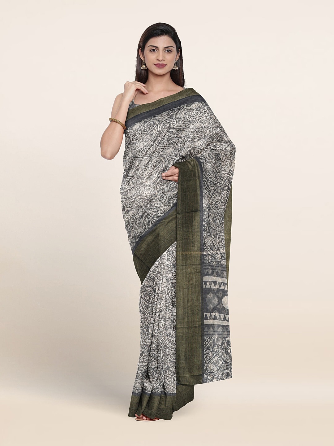 

Pothys Paisley Printed Saree, Grey