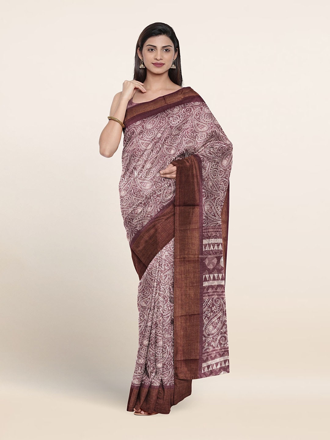 

Pothys Paisley Printed Saree, Violet