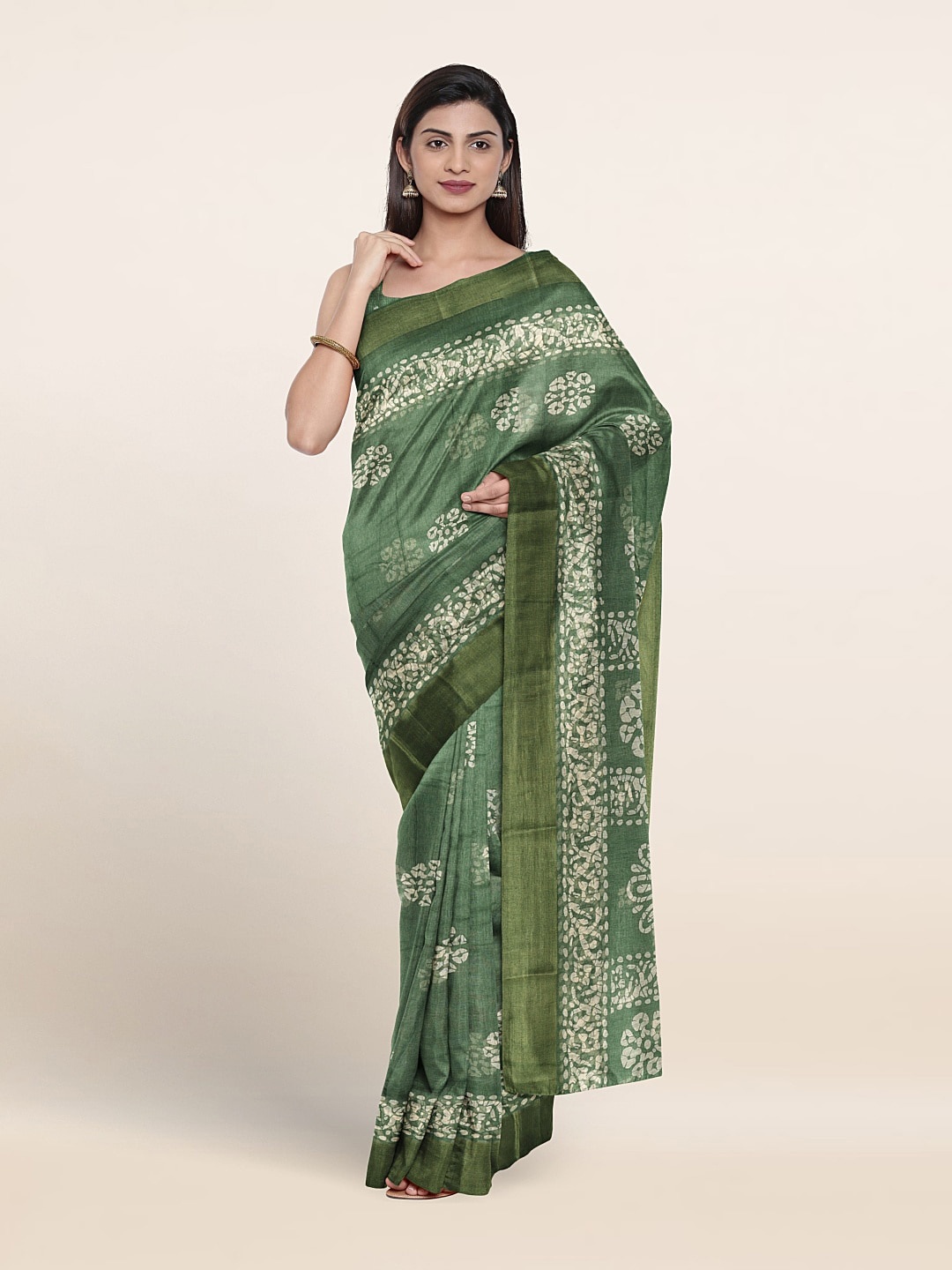 

Pothys Batik Printed Saree, Green