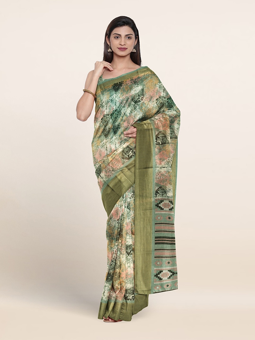 

Pothys Abstract Printed Saree, Green