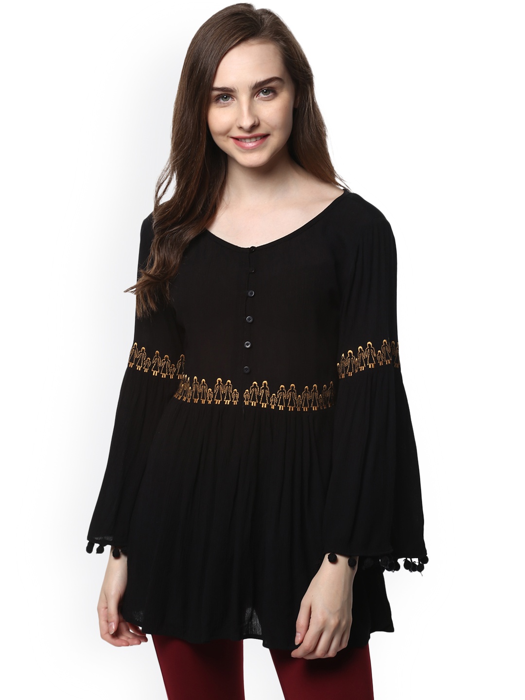 

Taurus Women Black Printed Empire Top