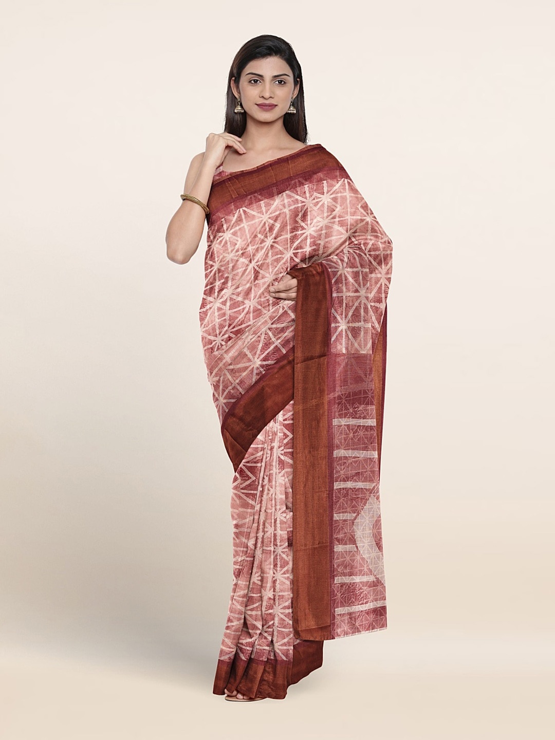 

Pothys Geometric Printed Saree, Lavender