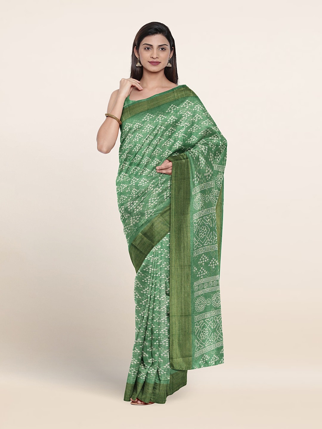 

Pothys Bandhani Printed Saree, Green