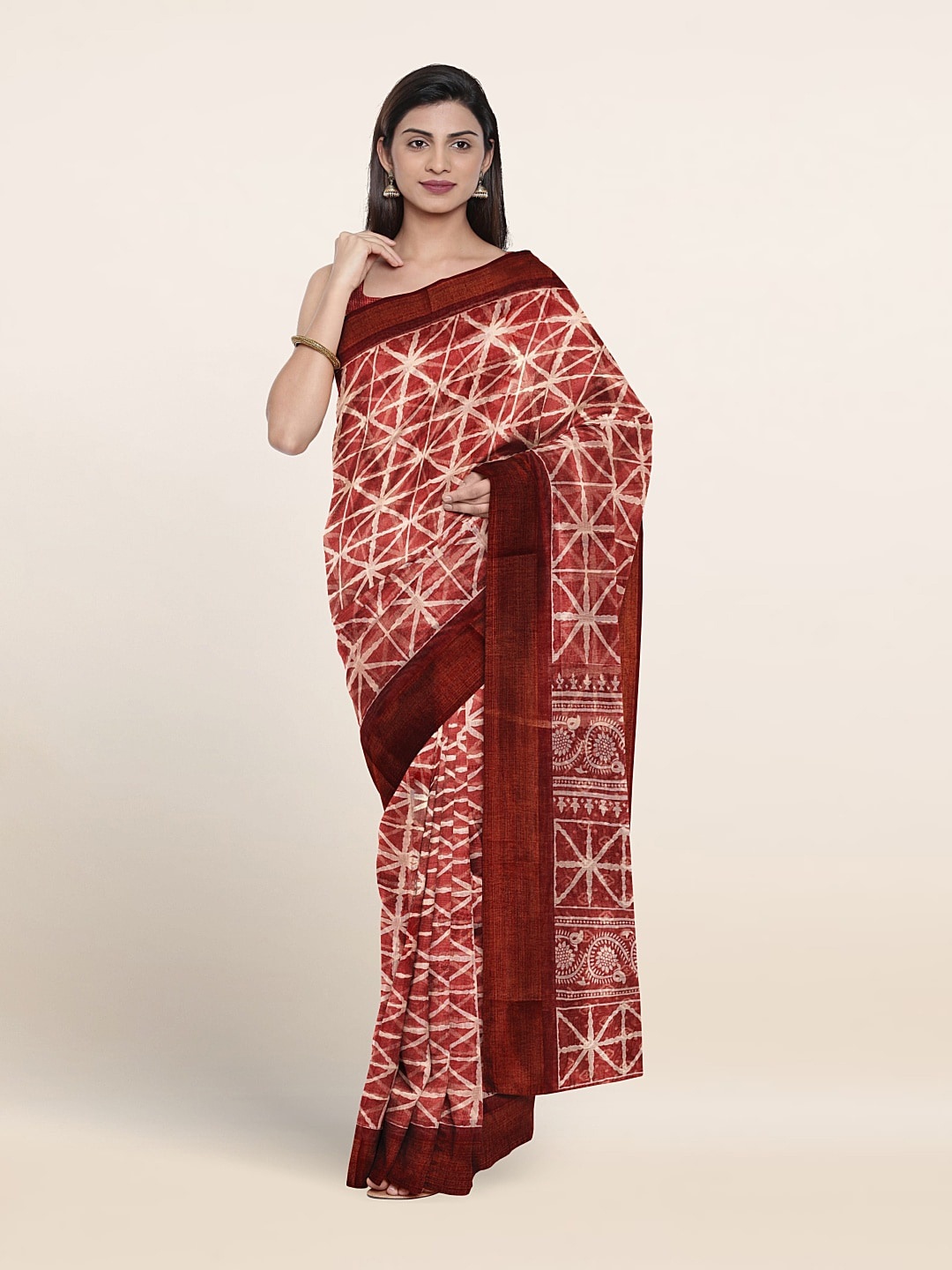 

Pothys Geometric Printed Saree, Maroon