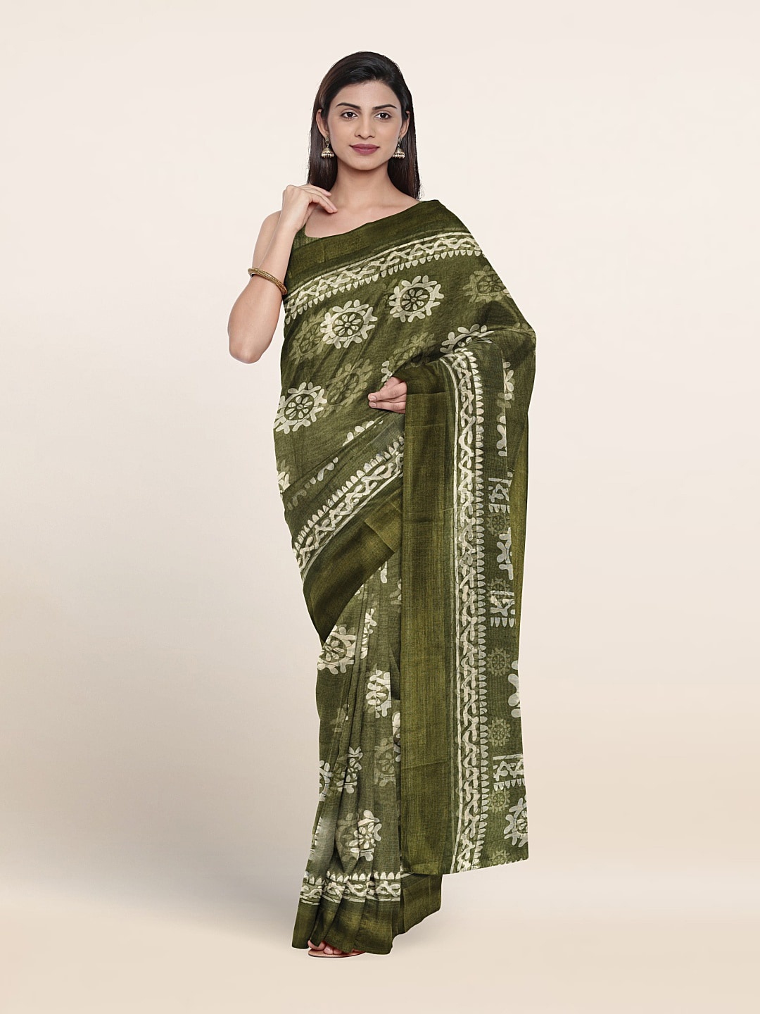 

Pothys Ethnic Motifs Printed Saree, Green