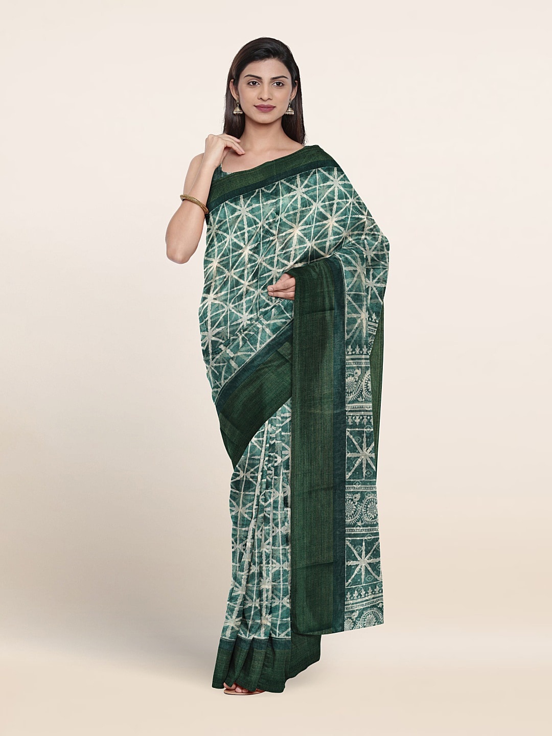 

Pothys Geometric Saree, Green