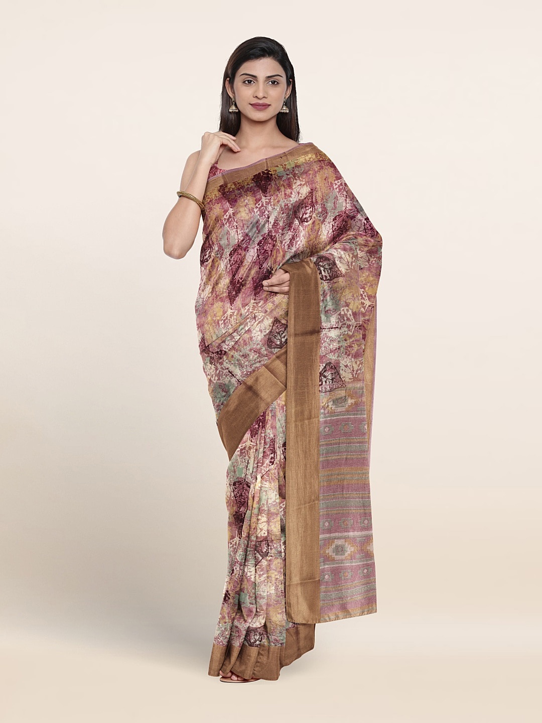 

Pothys Abstract Printed Zari Detailed Saree, Brown